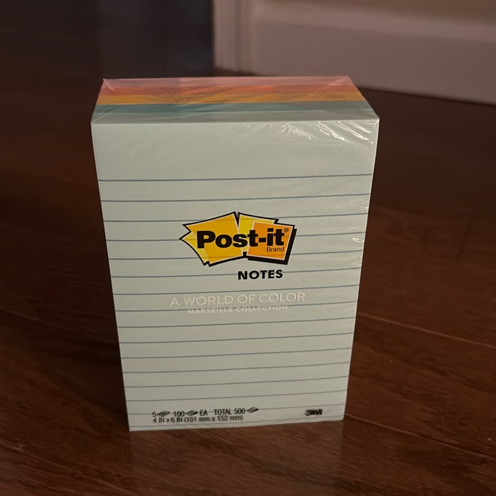 Post-it A World of Color Marseille Collection Lined 4x6 in 5/Pack NIP